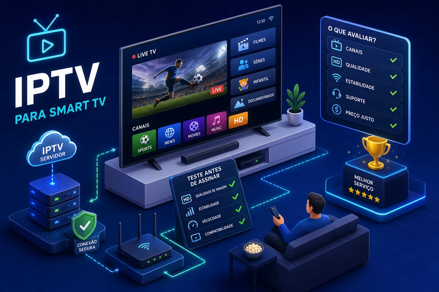 IPTV para Smart TV Assinar um serviço de IPTV sem fazer um teste antes é como comprar um carro sem dar uma volta.